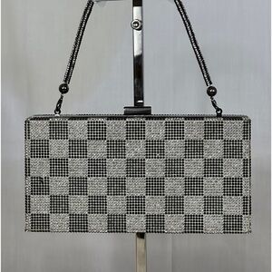 AQUA rhinestone clutch w/ top handle